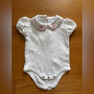 Little English White Onesie with Pink Trim